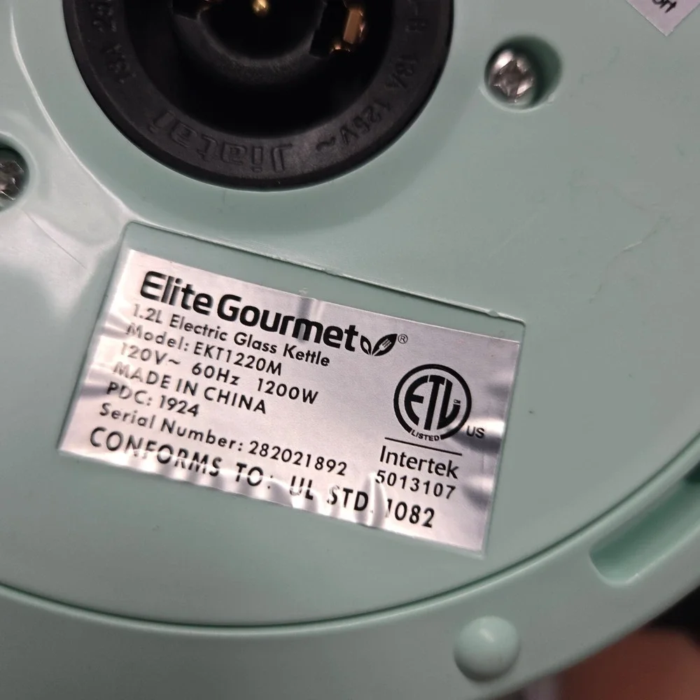 Elite Gourmet EKT1220M Electric Glass Kettle 1.2L Mint Green Adjustable Temp